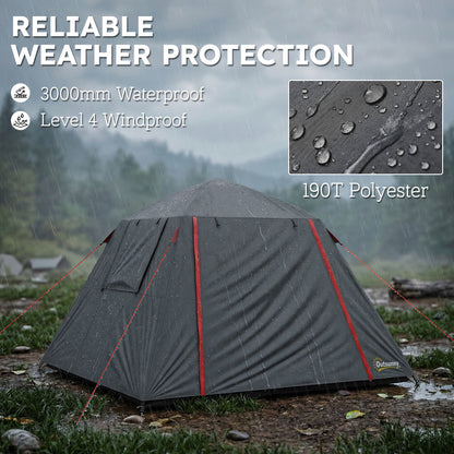 2-Person Camping Tent, 3000 mm Waterproof & Windproof Dome with 2 Doors, 2 Mesh Windows, 2 Side Windows, Carry Bag & Lantern Hook – Camping/Trekking/Travel