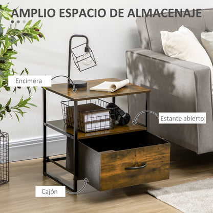 Fabric Drawer Organizer Dresser with Foldable Drawer Open Shelf and Steel Frame Industrial Style for Living Room Entryway Bedroom 45x40x50.5 cm Rustic Brown