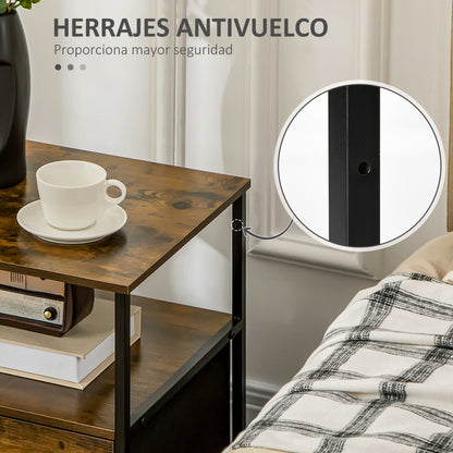 Fabric Drawer Organizer Dresser with Foldable Drawer Open Shelf and Steel Frame Industrial Style for Living Room Entryway Bedroom 45x40x50.5 cm Rustic Brown