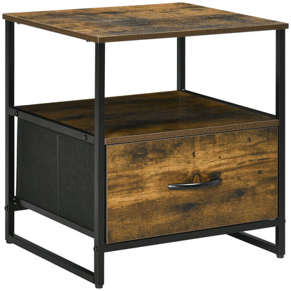 Fabric Drawer Organizer Dresser with Foldable Drawer Open Shelf and Steel Frame Industrial Style for Living Room Entryway Bedroom 45x40x50.5 cm Rustic Brown