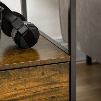 Fabric Drawer Organizer Dresser with Foldable Drawer Open Shelf and Steel Frame Industrial Style for Living Room Entryway Bedroom 45x40x50.5 cm Rustic Brown