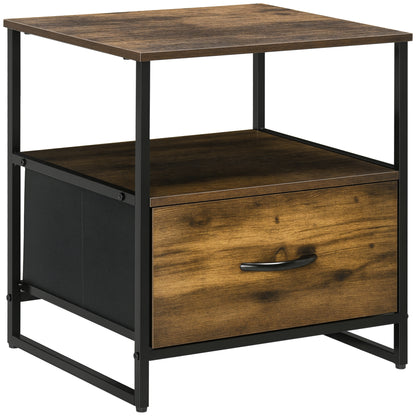 Fabric Drawer Organizer Dresser with Foldable Drawer Open Shelf and Steel Frame Industrial Style for Living Room Entryway Bedroom 45x40x50.5 cm Rustic Brown