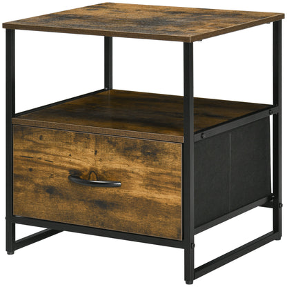 Fabric Drawer Organizer Dresser with Foldable Drawer Open Shelf and Steel Frame Industrial Style for Living Room Entryway Bedroom 45x40x50.5 cm Rustic Brown