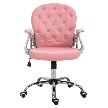 Office Chair, Ergonomic Desk Chair with Armrest, Padded Backrest, Height Adjustable Computer Chair with Faux Leather, Swivel Chair for Home Office, Pink