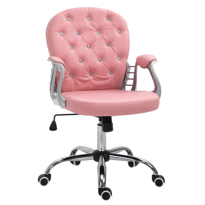 Office Chair, Ergonomic Desk Chair with Armrest, Padded Backrest, Height Adjustable Computer Chair with Faux Leather, Swivel Chair for Home Office, Pink