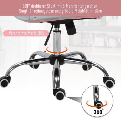 Office Chair, Ergonomic Desk Chair with Armrest, Padded Backrest, Height Adjustable Computer Chair with Faux Leather, Swivel Chair for Home Office, Pink