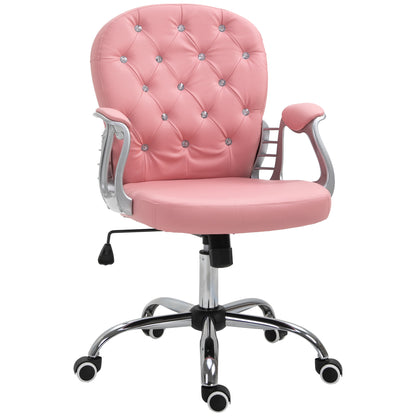 Office Chair, Ergonomic Desk Chair with Armrest, Padded Backrest, Height Adjustable Computer Chair with Faux Leather, Swivel Chair for Home Office, Pink