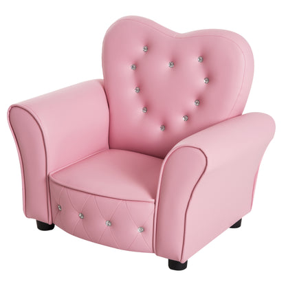 Kids Sofa Children's Armchair Princess Mini Sofa Kids Room Sofa Heart-shaped Pink L59 x W41.5 x H49 cm