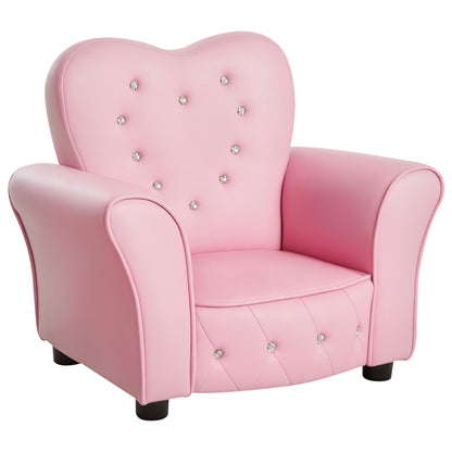 Kids Sofa Children's Armchair Princess Mini Sofa Kids Room Sofa Heart-shaped Pink L59 x W41.5 x H49 cm