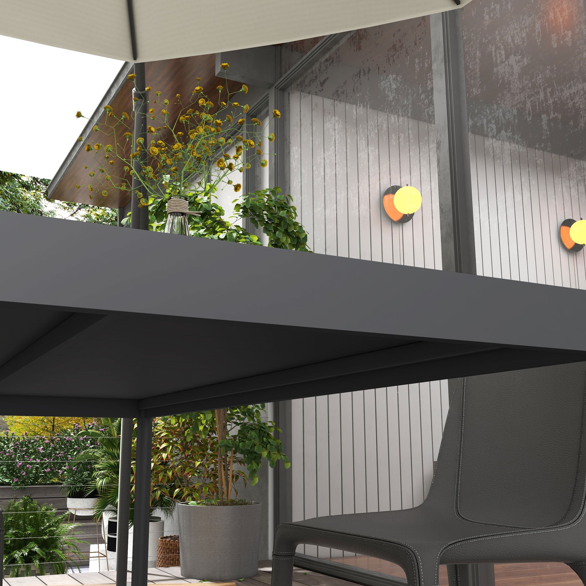 Garden Table, Dining Table for 6 People, Patio Table, Balcony Table in Aluminum, Dark Gray, 145 x 90 x 74 cm
