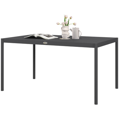 Garden Table, Dining Table for 6 People, Patio Table, Balcony Table in Aluminum, Dark Gray, 145 x 90 x 74 cm