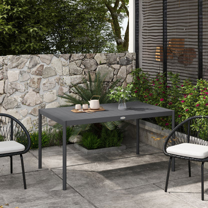 Garden Table, Dining Table for 6 People, Patio Table, Balcony Table in Aluminum, Dark Gray, 145 x 90 x 74 cm