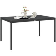 Garden Table, Dining Table for 6 People, Patio Table, Balcony Table in Aluminum, Dark Gray, 145 x 90 x 74 cm