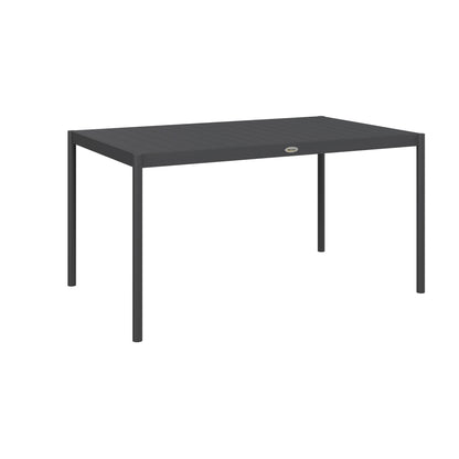 Garden Table, Dining Table for 6 People, Patio Table, Balcony Table in Aluminum, Dark Gray, 145 x 90 x 74 cm
