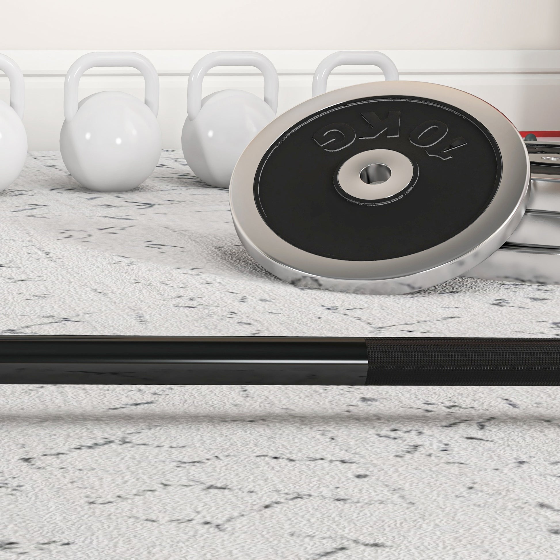 SPORTNOW 180 cm Steel Weight Bar Ø50 mm 15 kg with 2 Collars Load 200 kg Olympic Bar for Ø5 cm Discs Gym Home Training Black
