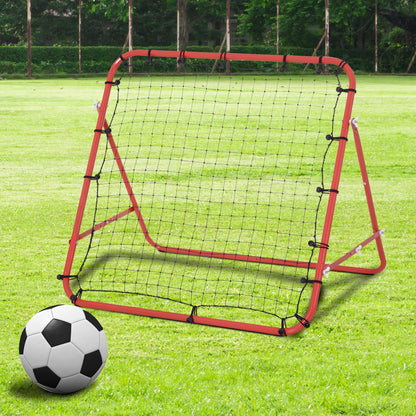 Rebounder for Soccer, Rebound Wall Net, Metal Frame with PE Fabric, Kickback Rebound Wall for Baseball Basketball, Soccer Goal for Youth Training 96x80x96cm, Red