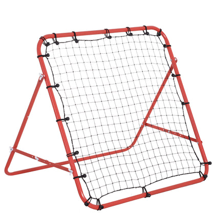 Rebounder for Soccer, Rebound Wall Net, Metal Frame with PE Fabric, Kickback Rebound Wall for Baseball Basketball, Soccer Goal for Youth Training 96x80x96cm, Red