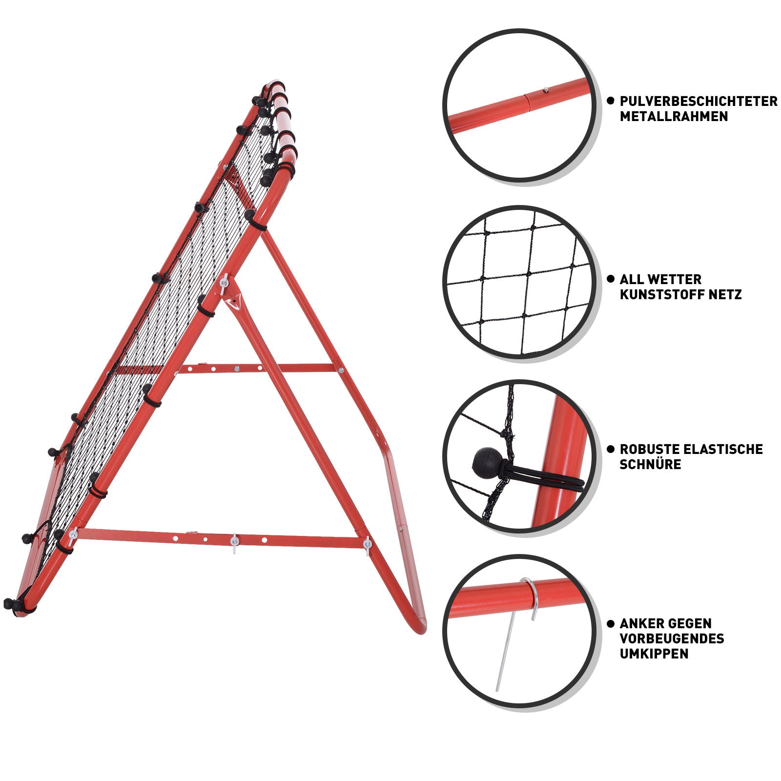 Rebounder for Soccer, Rebound Wall Net, Metal Frame with PE Fabric, Kickback Rebound Wall for Baseball Basketball, Soccer Goal for Youth Training 96x80x96cm, Red