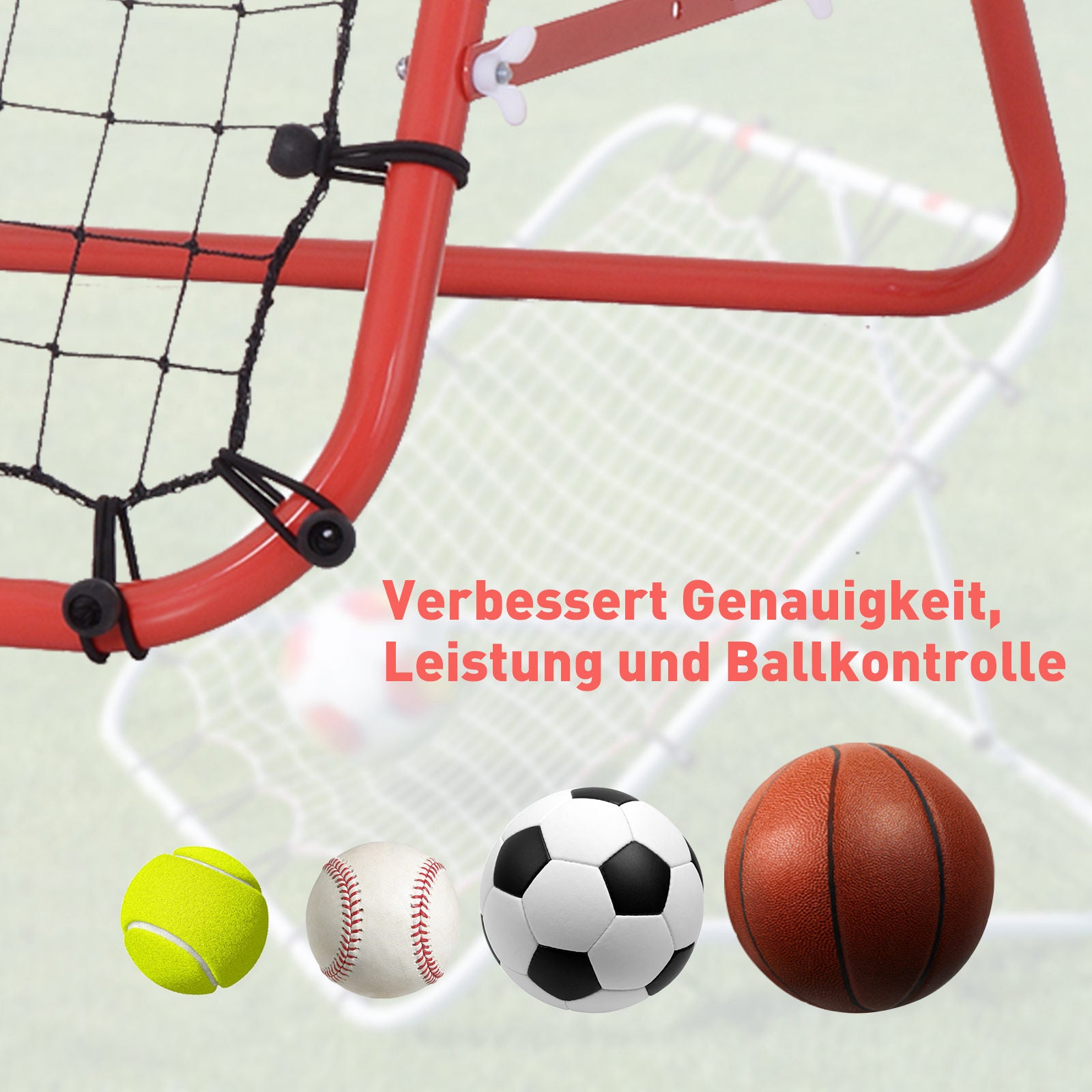 Rebounder for Soccer, Rebound Wall Net, Metal Frame with PE Fabric, Kickback Rebound Wall for Baseball Basketball, Soccer Goal for Youth Training 96x80x96cm, Red