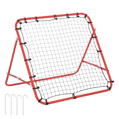 Rebounder for Soccer, Rebound Wall Net, Metal Frame with PE Fabric, Kickback Rebound Wall for Baseball Basketball, Soccer Goal for Youth Training 96x80x96cm, Red