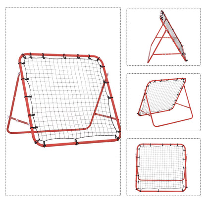 Rebounder for Soccer, Rebound Wall Net, Metal Frame with PE Fabric, Kickback Rebound Wall for Baseball Basketball, Soccer Goal for Youth Training 96x80x96cm, Red