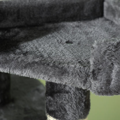 Cat Tree with Cat Cave, XXL Cat Scratching Post Climbing Tree for Cats Multi-Level Activity Center Plush Gray 49 x 49 x 173 cm