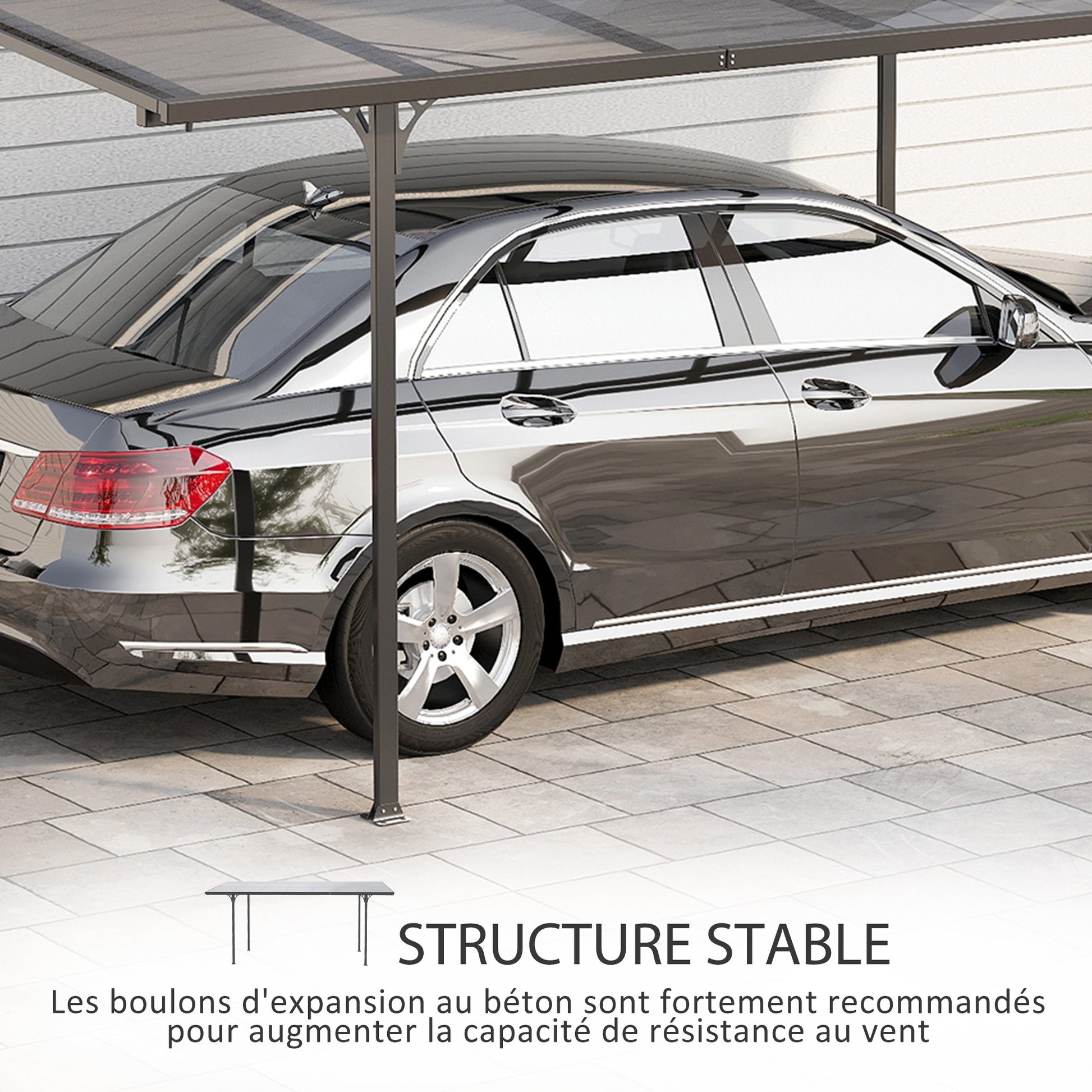 Aluminum Polycarbonate Hardtop Pergola 500 x 299 x 195/223 cm Garden Pavilion Carport Gray