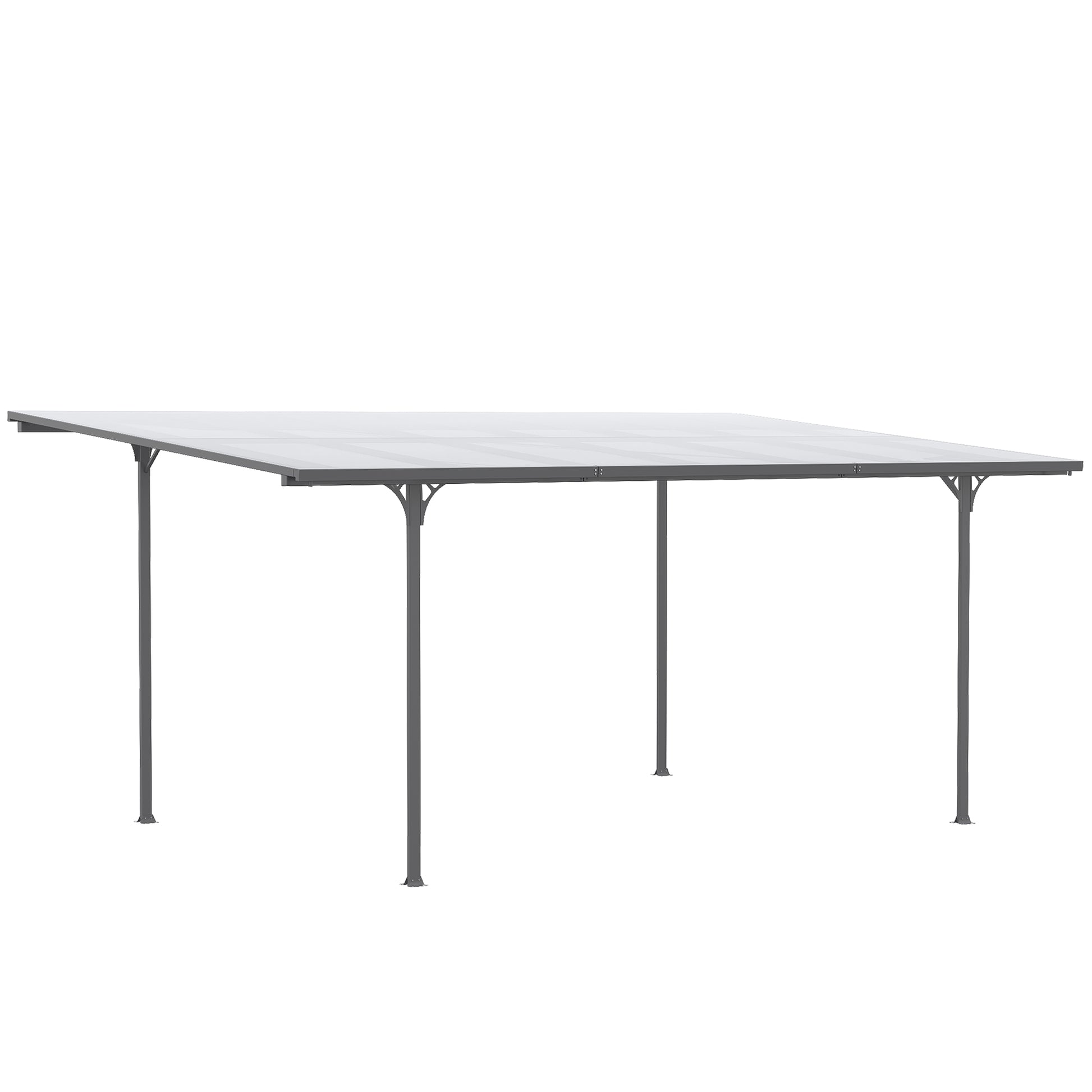 Aluminum Polycarbonate Hardtop Pergola 500 x 299 x 195/223 cm Garden Pavilion Carport Gray