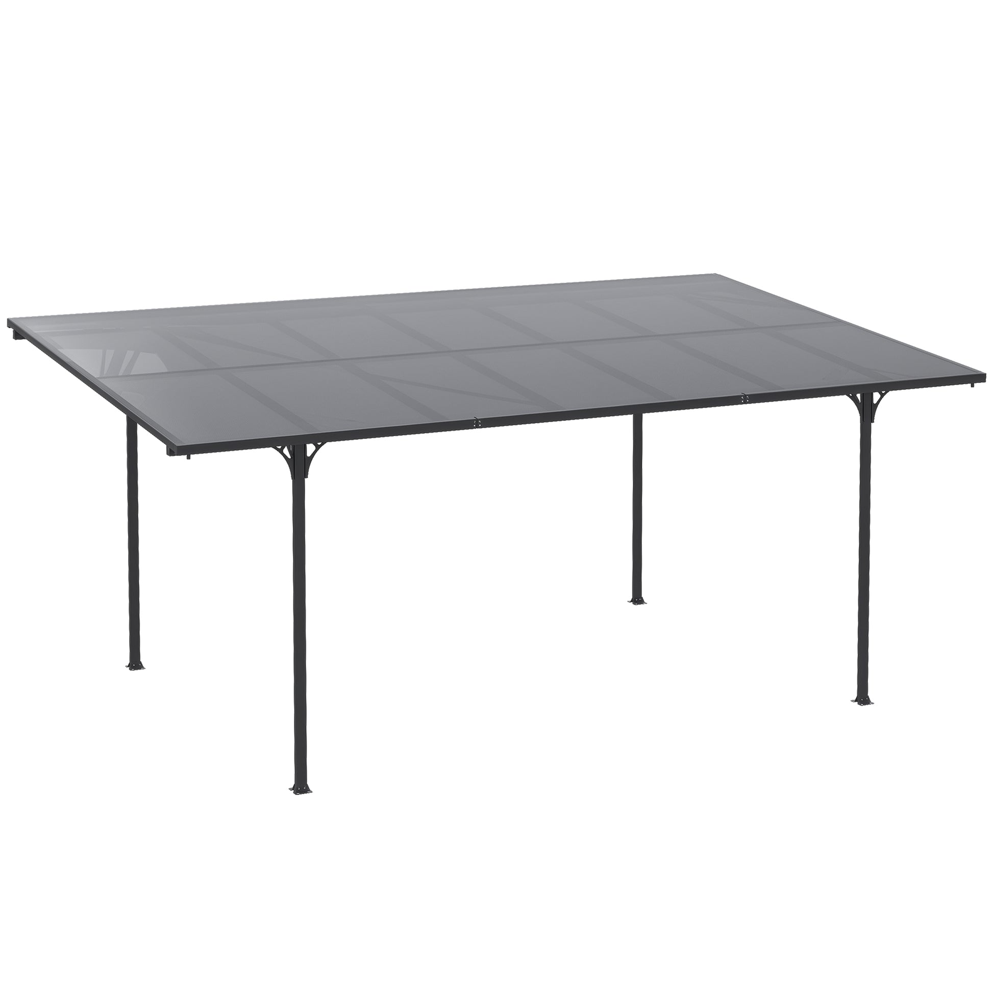 Aluminum Polycarbonate Hardtop Pergola 500 x 299 x 195/223 cm Garden Pavilion Carport Gray