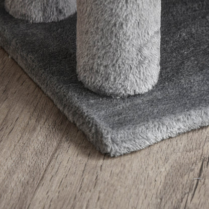 Cat Stairs 3-Step Pet Stairs with Scratching Posts Ball Dog Stairs Animal Stairs for Cats up to 5 kg Plush Jute Gray 45 x 40 x 48 cm