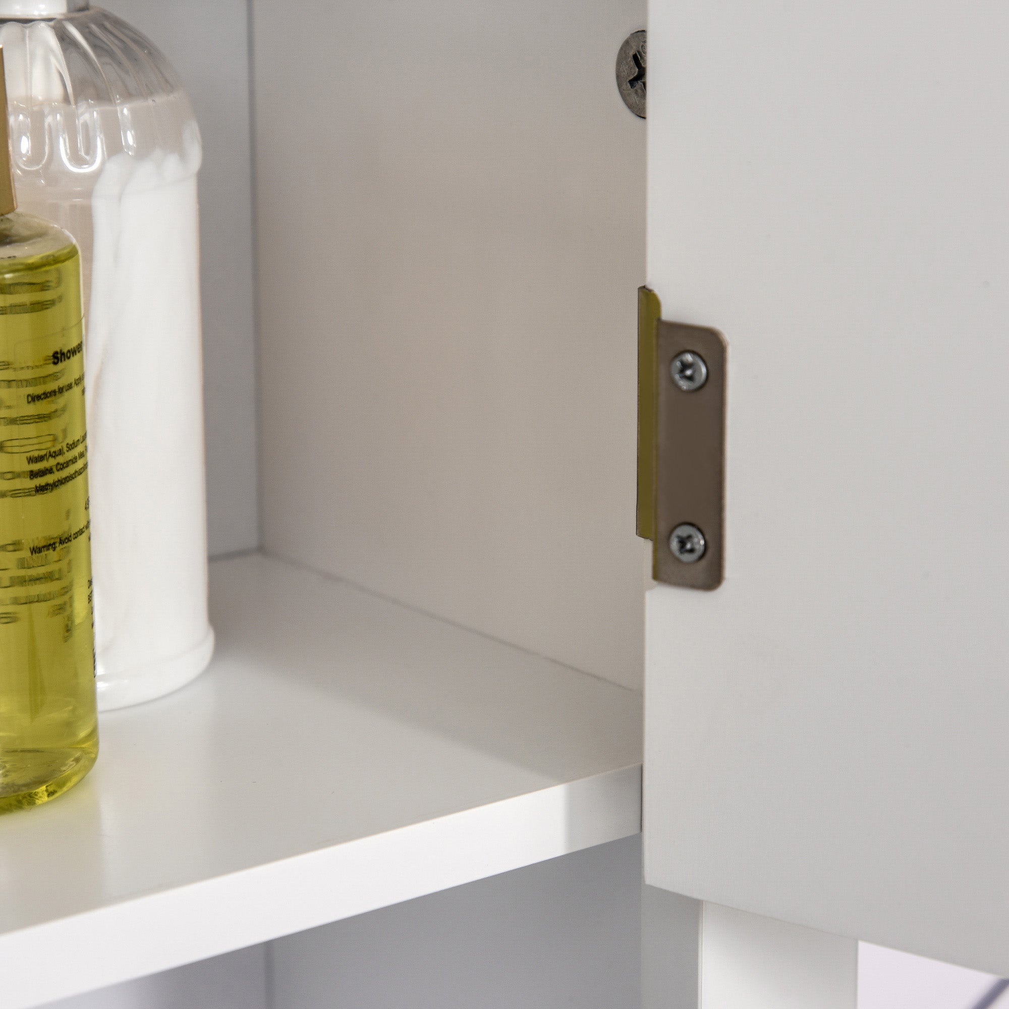 Wall Cabinet for Bathroom Wall-Mounted Bathroom Cabinet with 2 Doors and Adjustable Shelf and Open Storage for Toilet Bedroom Shower 60x19.8x58 cm White