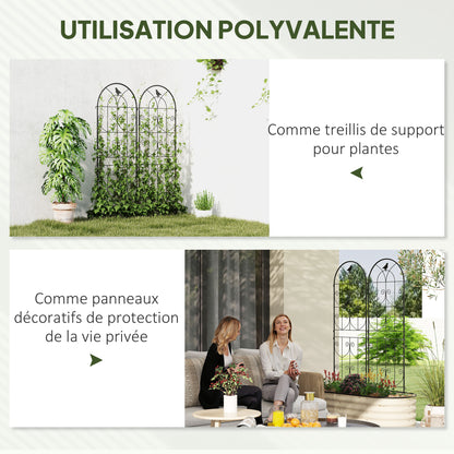 Climbing Plant Support with Birds, Set of 2, Garden Trellis, for Vegetables, Vines, Flowers, Metal, 50 x 150 cm, Black