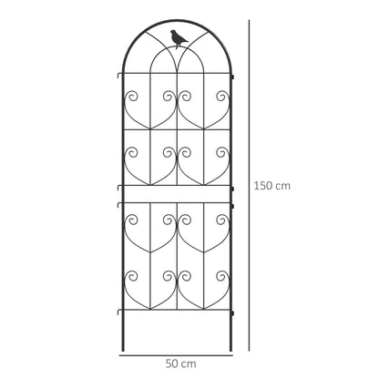Climbing Plant Support with Birds, Set of 2, Garden Trellis, for Vegetables, Vines, Flowers, Metal, 50 x 150 cm, Black