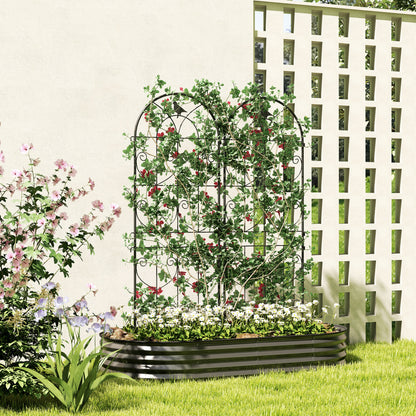 Climbing Plant Support with Birds, Set of 2, Garden Trellis, for Vegetables, Vines, Flowers, Metal, 50 x 150 cm, Black