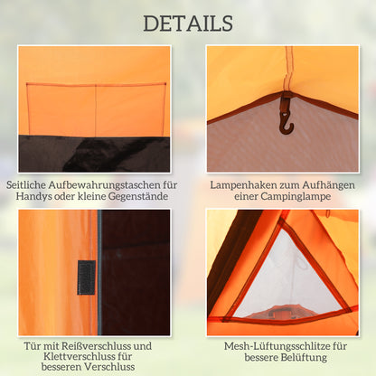 Tunnel Tent for 2–3 People, Camping Tent with Vestibule & Lantern Hook, 2000 mm Waterproof, Family/Group Tent for Travel, Trekking, Garden – Orange