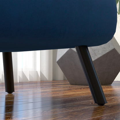 Adjustable Backrest Sofa Bed in 5 Levels, Foldable Sofa Bed with Cushions for Living Room, Upholstered Fabric, Steel and Wood, 63x73x81 cm, Blue