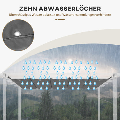 Replacement Canopy for 4 x 3 m Pergola, Waterproof Retractable Wave Canopy with Rain Drainage Holes, Winter-Proof Shade Cover for Garden, Patio, Dark Gray