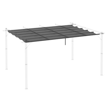 Replacement Canopy for 4 x 3 m Pergola, Waterproof Retractable Wave Canopy with Rain Drainage Holes, Winter-Proof Shade Cover for Garden, Patio, Dark Gray