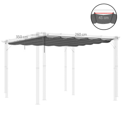 Replacement Canopy for 4 x 3 m Pergola, Waterproof Retractable Wave Canopy with Rain Drainage Holes, Winter-Proof Shade Cover for Garden, Patio, Dark Gray