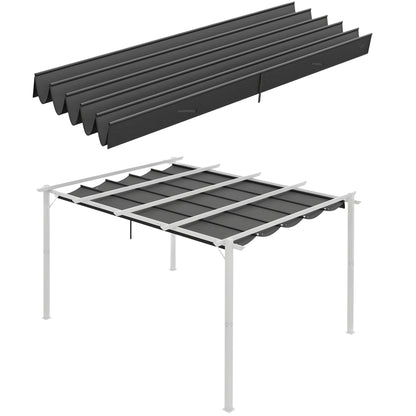Replacement Canopy for 4 x 3 m Pergola, Waterproof Retractable Wave Canopy with Rain Drainage Holes, Winter-Proof Shade Cover for Garden, Patio, Dark Gray