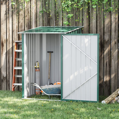 Garden Shed Exterior 0.92 m² 100x103x160 cm Metal Garden Shed with 1 Door and Lock for Tool Storage for Patio Terrace Green