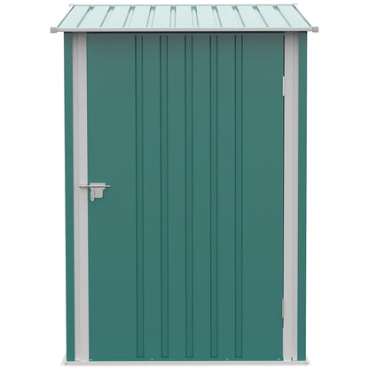 Garden Shed Exterior 0.92 m² 100x103x160 cm Metal Garden Shed with 1 Door and Lock for Tool Storage for Patio Terrace Green