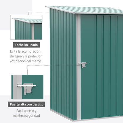 Garden Shed Exterior 0.92 m² 100x103x160 cm Metal Garden Shed with 1 Door and Lock for Tool Storage for Patio Terrace Green