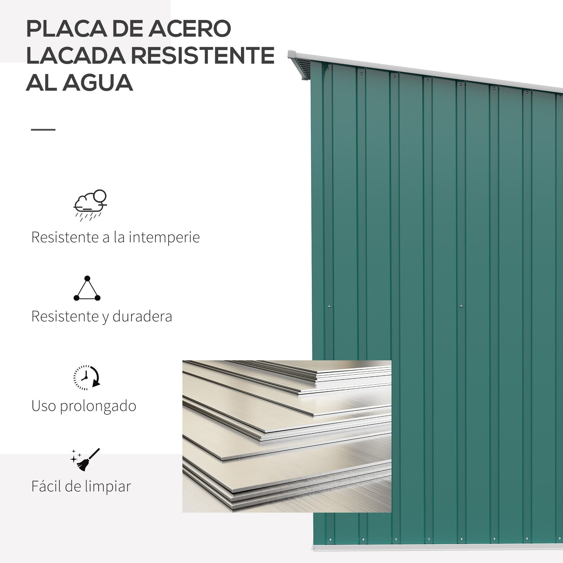 Garden Shed Exterior 0.92 m² 100x103x160 cm Metal Garden Shed with 1 Door and Lock for Tool Storage for Patio Terrace Green