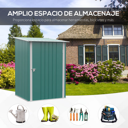 Garden Shed Exterior 0.92 m² 100x103x160 cm Metal Garden Shed with 1 Door and Lock for Tool Storage for Patio Terrace Green