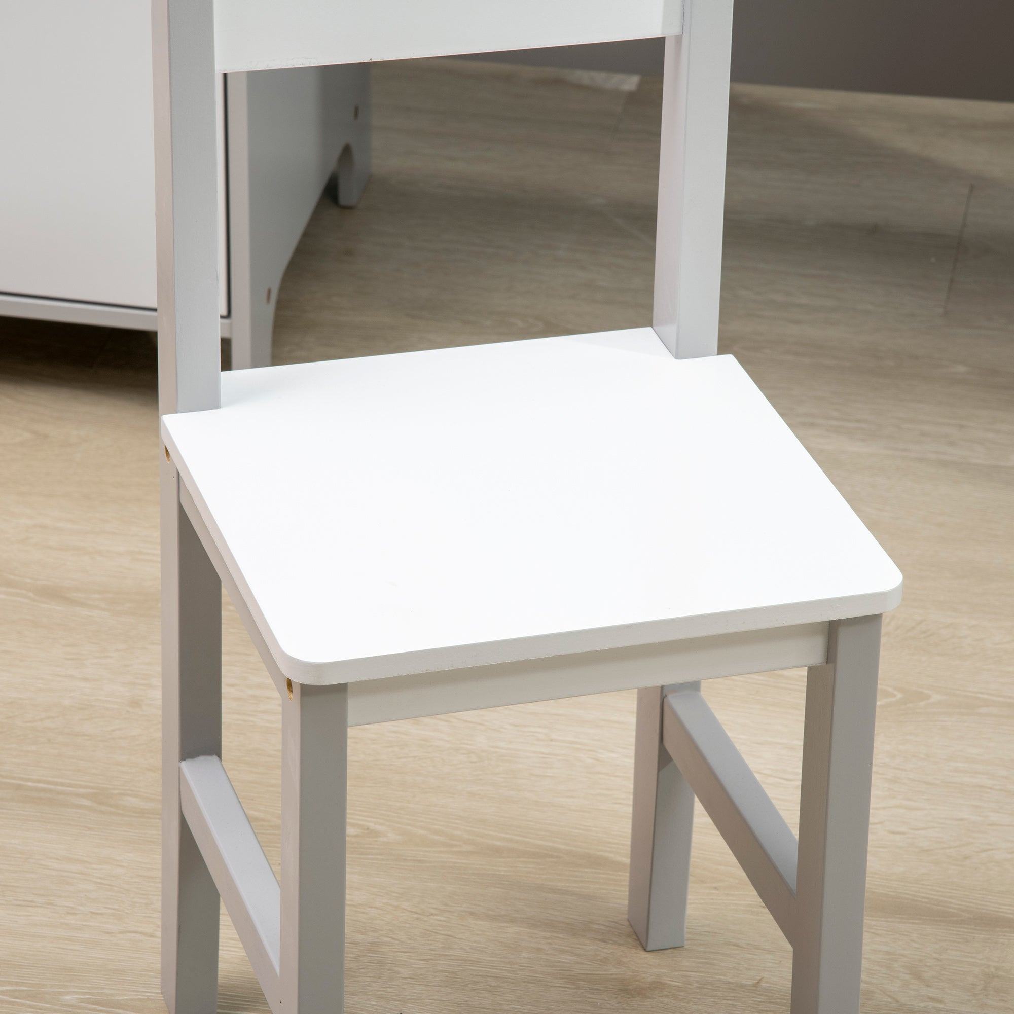 Kids Table and Chair Set with Whiteboard Wooden Study Desk for Children 5+ Years Kid's Writing Desk 90x45x85 cm Gray