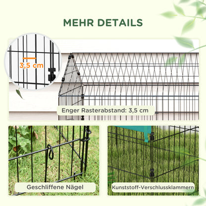 Outdoor Enclosure 220 x 85 x 103 cm Small Animal Enclosure with Cover, 4 Doors, Guinea Pig Enclosure for Rabbits, Indoor, Outdoor, Steel, Green