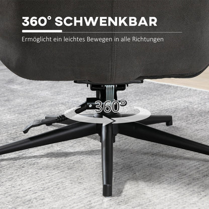 Recliner Chair with Footstool, TV Chair with Swivel Base, TV Armchair with Reclining Function for Living Room, Bedroom, up to 150 kg Load Capacity, Polyester, Steel, Dark Gray