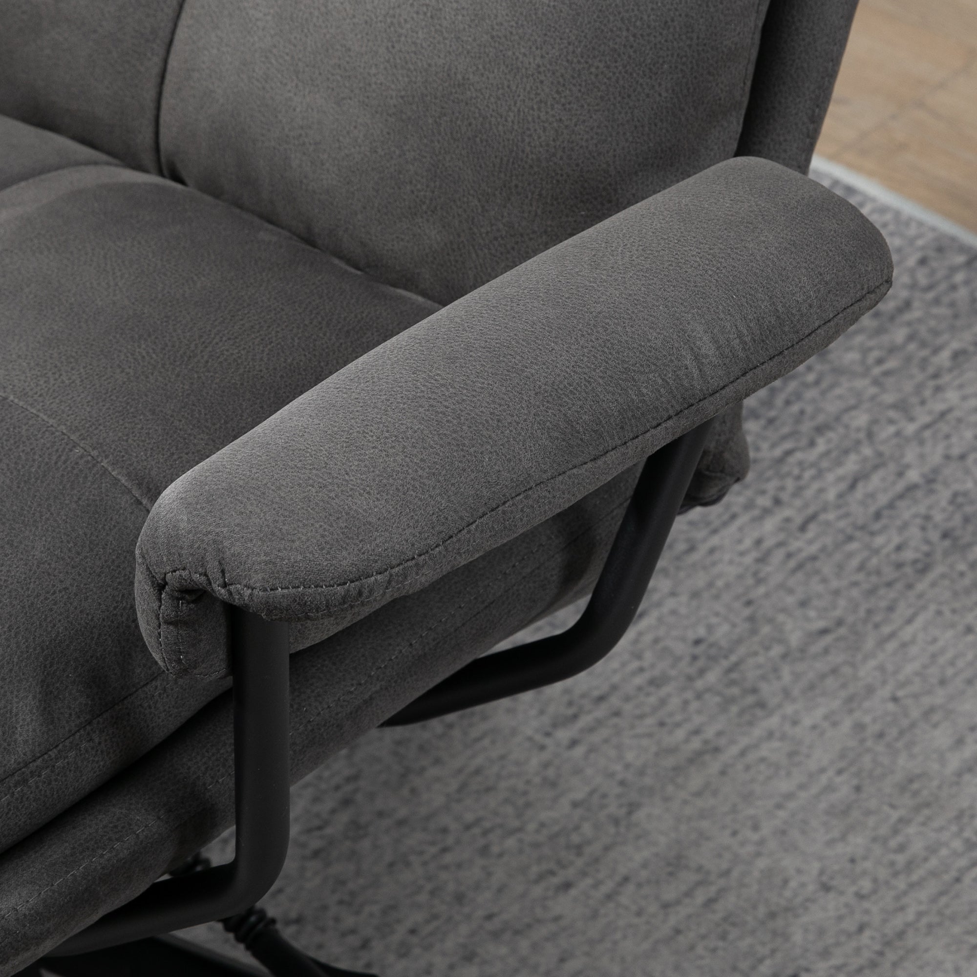 Recliner Chair with Footstool, TV Chair with Swivel Base, TV Armchair with Reclining Function for Living Room, Bedroom, up to 150 kg Load Capacity, Polyester, Steel, Dark Gray