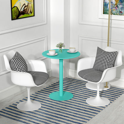 Round Dining Table for 2 People Steel Kitchen Table for Indoor and Outdoor Ø60x72 cm Green